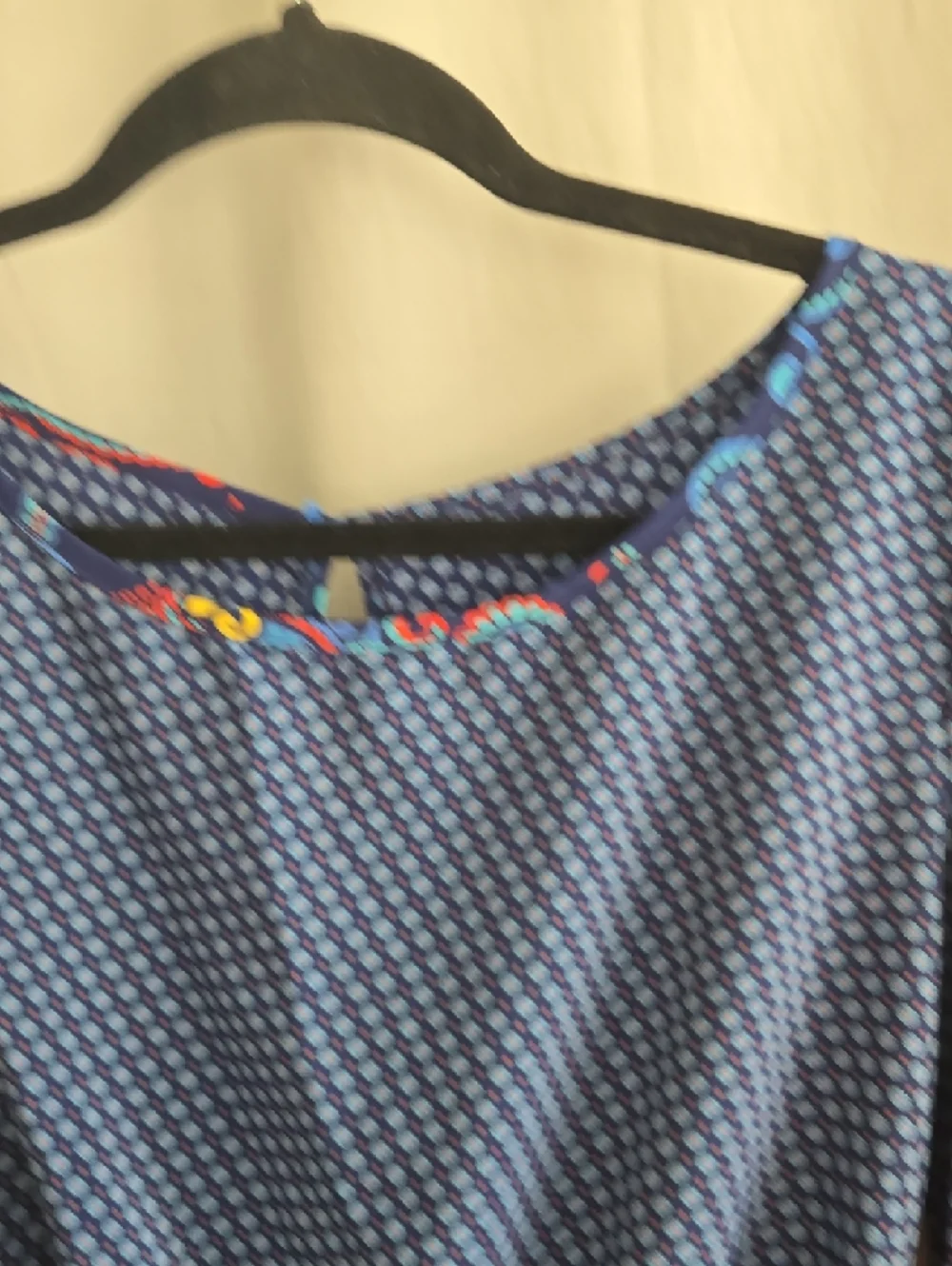 " Unknown Brand" Navy Paisley-Trim Cold-Shoulder Mini Dress - Picture 5 of 9